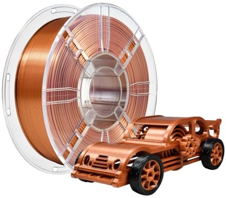 iBOSS PLA+Silk Filament 1,75mm, Glänzendes Metallisches Seiden-3D-Filament, Hochfestes PLA PLUS 3D Drucker filament, 1KG Spule, Seide rotKupfer