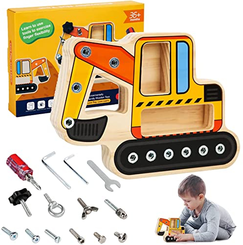 Montessori Screwdriver Board Set, Montessori Toys for 3 4 5 6 Year Olds Wooden Montessori Screwdriver Board Fine Motor Skills Wooden Busy Board Preschool Educational Learning Toy Gift for Kids