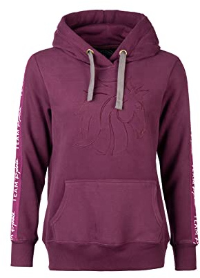 Rydale Ladies Horse Head Hoodie Women's 100% Cotton Hoody Overhead Embroidered Hooded Jumper 2 Colours (Damson, 16)
