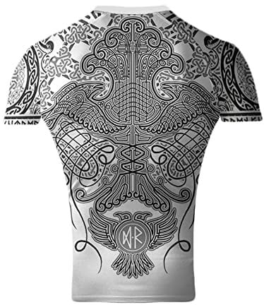 Raven Fightwear Men's Nordic Jiu Jitsu BJJ Rash Guard Short Sleeve MMA, White, Small