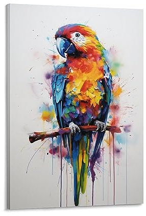 Bunte Papagei Leinwand Kunst Poster Abstrakte Tier Minimalistische Vogel Wand Poster Schlafsaal Dekor Malerei Kunst