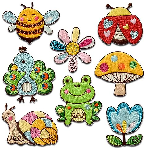 Mono-Quick Flora & Fauna Set 8 Stück - Aufnäher, Bügelbild, Aufbügler, Applikationen, Patches, Flicken, Zum Aufbügeln