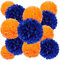 We Moment Zone 12 Stück Papier Pompons Set,Marineblau Orange Tissue Pom Poms Papier für Hochzeit,Geburtstag,Party- 30,5 cm, 25,4 cm