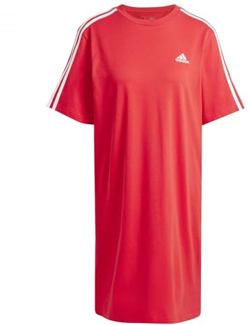 adidas Damen Essentials 3-Stripes Single Jersey Boyfriend Tee Dress, Better Scarlet, M