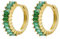 GOLDENCAT Pendientes Magic Dorados, Pendientes Aro Circonitas, Aros Pequeños con Piedras, Argollas Zircon, Aretes, Diámetro aro 15 mm, Grosor del aro 2 mm, Plata de Ley 925 Baño Oro, Zircon Verde