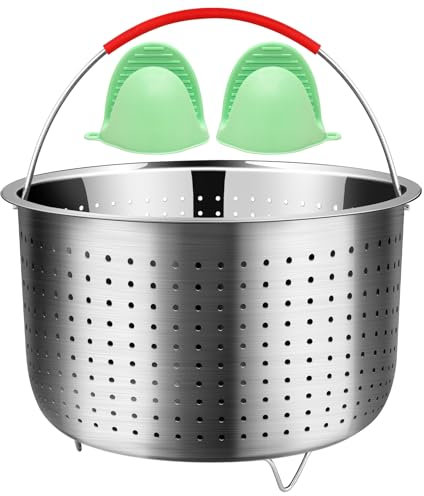 REDANT Steamer Basket for Instant Pot Accessories, 3L Pot Strainer, Steamer for Cooking, Steamer Basket, Stainless Steel Steamer Insert for Vegetables, Egg, Pasta (Includes 2 Silicone Gloves), 3 Quart
