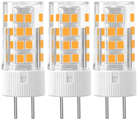 LUHMQ 3-Pack GY6.35 LED Bulbs AC110V-130V GY6.35 Bi-pin Base T4 JCD Type 3.5W(35W Halogen Bulb Equivalent) 350LM,for Desk Lamp,Kitchen counters,Chandelier Light Landscape Lighting(Warm White 3000K)