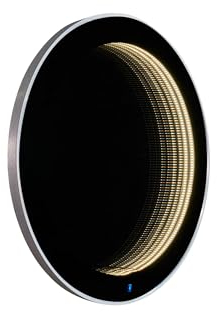 LC Home Infinity Wandspiegel Ø80cm Schminkspiegel mit LED-Beleuchtung Flurspiegel Badezimmerspiegel Aluminiumrahmen Unendlichkeitsspiegel (Silber)
