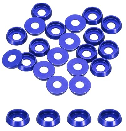 QUARKZMAN M3 Arandelas Cónicas Avellanadas Agujero de 3mm/0.12 Arandelas de Cabeza Cónica de Aluminio para Tornillos RC/FPV/PC/Dron/Accesorios Mecánicos Piezas 20Uds Azul Oscuro