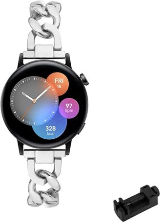KUWAI Damen Armbänder für Huawei Watch GT2/GT 42mm Armband, Metall Edelstahl Armbänder für Huawei Watch GT 2/GT 42mm Armband mit Frauen Armband für Huawei Watch GT2/GT 42mm (B)