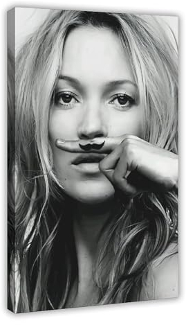 TINGTOEO Schauspielerin, Modell, Kate Moss Retro-Foto, Schwarz-Weiß-Foto, 1 Leinwand-Poster, Schlafzimmer-Dekor, Sportlandschaft, Büro, Raumdekoration, Geschenk, Rahmen-Stil, 30 x 45 cm