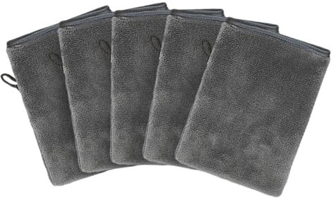 JIHUOO 5 Pcs Makeup Remover Gloves Terry Cloth Wash Mittens Face Washing Gloves Body Wash Mitts Soft Face Mittens Microfiber Face Cleaning Cloths Grey