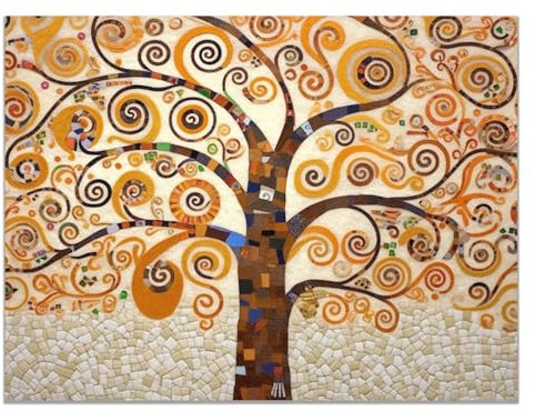 JOSUE Toile Arbre De Vie Tableau Arbre abstrait Tableau Decoration Murale Sur Toile,Jaune, gris Image Pour Salon Chambre DéCoration Murale Moderne- 75x115cm Sans cadre