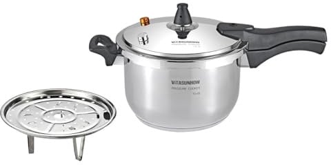 Pentola a pressione in acciaio inox da 9 litri, compatibile con induzione, distribuzione uniforme del calore, utilizzata per alimenti a pressione o cottura a vapore (9 litri)