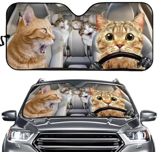 Patonde Parasol Coche Delantero Plegable 145x70cm UV Protector Solar Coche Parabrisas Animales Divertidos Parasoles Coche Luna Delantera Car Sun Shade