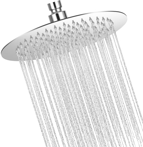 TIDEVAN 8 Pulgadas Rociador para Ducha Redondo Alcachofa de Ducha de Acero Inoxidable Cabezal de Ducha Lluvia, Rociador Ducha de Acero Inoxidable Con Filtro 360° Cabezal Ducha áNgulo Ajustable(20cm)