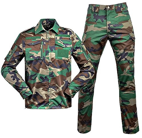 Tarnanzug Herren Paintball Combat Shirt Taktische Hose Langärmlige mit 1/4 Reißverschluss Militär Anzug Outdoor Camouflage Jagdbekleidung BDU Taktisch Uniform