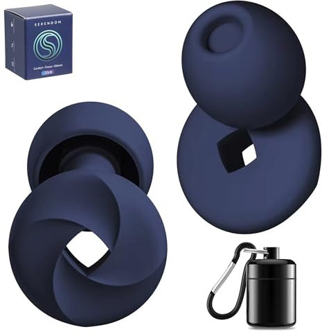 Serenoom Tapones Oidos Ruido Dormir - Cancelacion de Ruido - SNR 33db - Silicona maximo confort y ajuste - Tapones Oidos Natacion - Proteccion Auditiva - Incluye 8 almohadillas XS/S/M/L