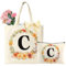 Wzczf Sac Fourre-Tout Initiale Personnalisés Sac Tote bag en Toile Trousse de Maquillage Personnalisés Idéal pour Mariage Anniversaire Plage Vacances, Cadeau Parfait pour Femmes Amis Maman Sœurs(C)