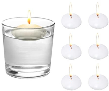 SJUNJIE 6 Piezas Velas Flotantes para Agua 3,8x1,5cm Velas Flotantes Decorar Velas Flotantes para Piscina Adecuado para Bodas Fiestas de Eventos Propuestas Restaurantes y Baños