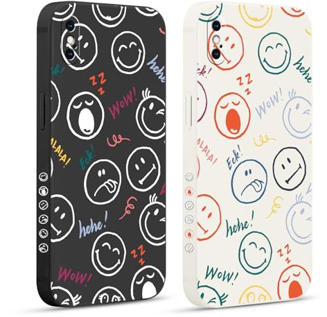 Pnakqil 2 Stück Handyhülle für iPhone XS Max 6,5 Hülle, Lächeln Muster Niedliche Aesthetic Case Silikon Weiche für Mädchen Modische TPU Dünn Stoßfeste Kameratasche Tasche Schutzhülle