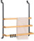 eluno Handtuchhalter für die Glasduschwand aus Metall und Bambus, Handtuchhalter mit 3 Handtuchstangen, 4 praktischen Haken, zum Einhängen ohne Bohren (Schwarz)