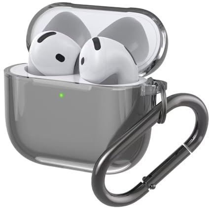 BoerHang Cover Compatibile con AirPods 4 2024, TPU Antiurto Trasparente Semplice [LED Frontale Visibile] Compatibile con AirPods 4 2024.Nero trasparente
