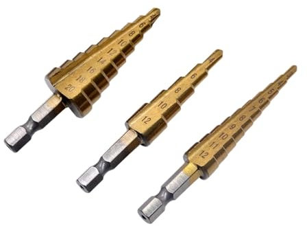 Broca espiral escalonada, 4 unids/set 3 12mm 4 12mm 4 20mm Broca escalonada recta