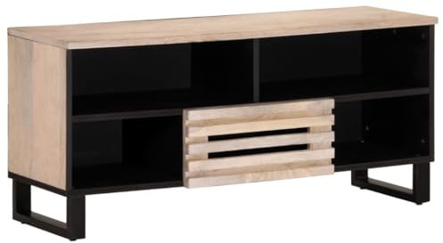Iiaky-Mobile Porta TV 100x34x46 cm in Legno Massello di Mango|Mobile TV Mobile Porta Televisore,Mobiletto Industriale Tavolino Basso Vintage Console per Salotto