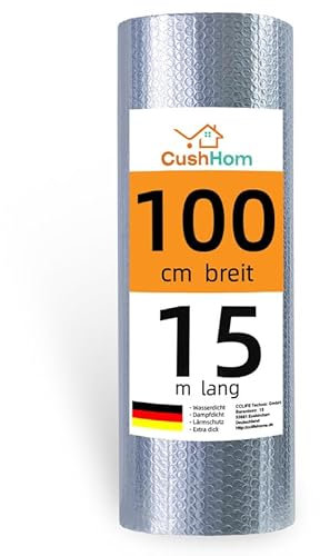 CCLIFE Isolant Thermique en Feuille d'Aluminium à Bulles 3-4mm,Monocouche Rouleau Isolation Thermique Feuille Réflecteur pour Sol Toit Mur Fenêtre Film Réfléchissant,1m x 15m-15㎡