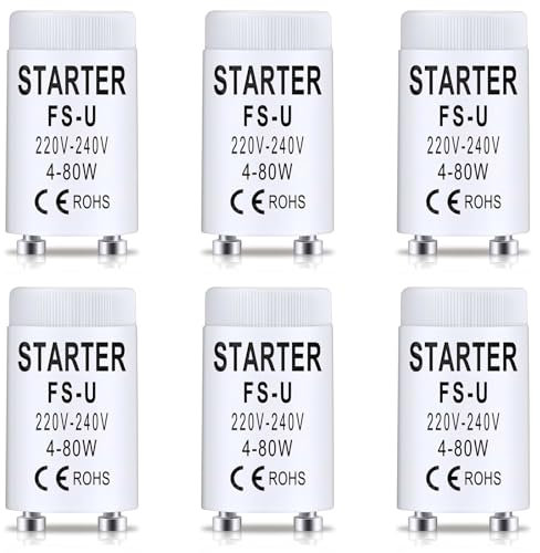 6 Stück Starter FS-U 4-80W 220-240V Leuchtstoffröhren Neonröhre Starter Langes Leben Starter Einzelschaltung von Leuchtstoffröhren für Leuchtstofflampen Aquarien-UVC-Lichter Neonlichter