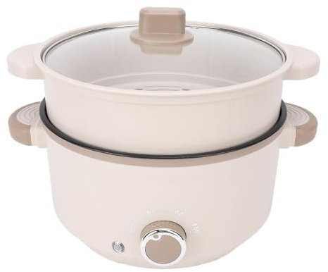 Olla Eléctrica con Vaporera, Olla Eléctrica de 3L para Cocinar Ramen, para Ramen, Filete, Fideos, Avena, Sopa, para Dormitorio y Apartamento (EU enchufe 220V)