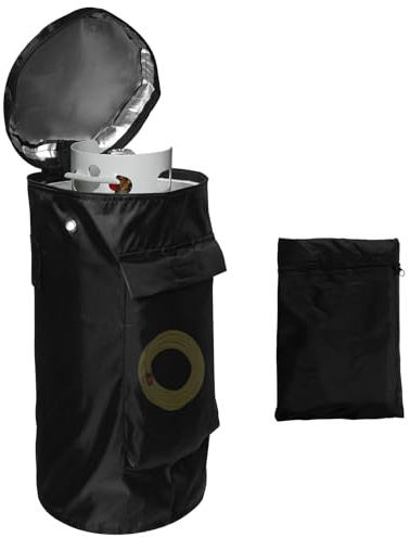 Propane Tank Cover,Full Cover Oxford Cloth Dual Directional Zipper,2 Ventilation Loops,The Side Hose Storage Pocket for Camping Stoves,Outdoor Grills,Fire Pits,Gas Heaters 25x52cm/33x66cm,Up 5/11kg