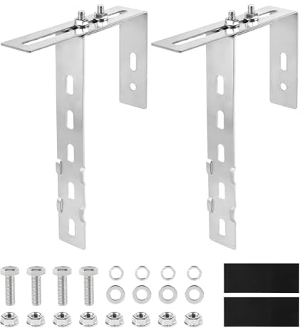 SUPAWAY 2x Ganci per pannelli solari, Supporto regolabile 6–18cm per balcone acciaio inox 304 Supporto per impianti fotovoltaici da balcone, ringhiere quadrate/tonde, senza perforazione (incluse viti)