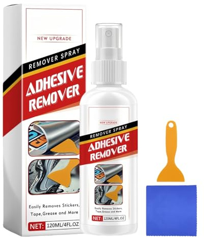 120ML Sticky Stuff Remover & Sealant Remover,Glue Remover Gel with Plastic Scraper,Super Glue Sticker Remover Spray,Adhesive Residue on Multi-Surfaces,Fast-Acting Glu/e Remo/ver Spray for Cars