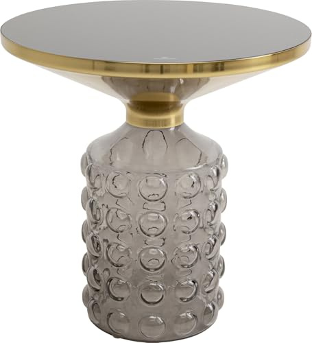 Kare Design Beistelltisch Lola Smoke, braun, rund, Durchmesser 35 cm, Glassockel, Couchtisch, Wohnzimmer, Nachttisch