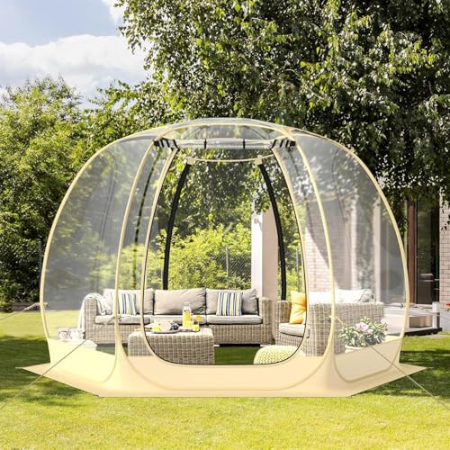 RUNNINGeuQ Bubbles Tent,Large Weather Proof Pod for 6-10 People,Outdoor Clear Igloo Dome for Cold Weather Protection (180X165CM)