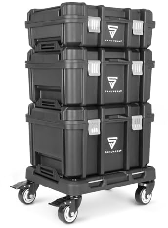 STAHLWERK Werkzeugtrolley mit drei Boxen, Rollbrett & Metallverschlüssen | fahrbarer Werkzeugkoffer-Trolley mit großem Stauraum, flexibles Aufbewahrungssystem für Werkstatt, Garage und Montage