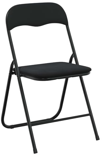 vidaXL Klappstuhl 8 pcs Schwarz 48 x 44 x 78 cm Samt, Stylischer Essstuhl, praktisches Klappdesign, samtige Polsterung, kompakter Rahmen, elegant und tragbar