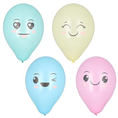 Luftballons 25cm mit Kawaii Motiv 8er Set - Ballons für Helium oder Luft - Latexballons als Partydeko Kinder Geburtstag - Ballonset als Raumdeko Tischdekoration - Bunt Pastell
