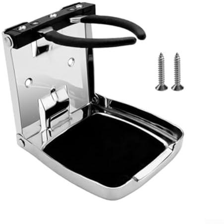 Portabicchieri pieghevole in acciaio inox 304, regolabile, con impugnatura in gomma antiurto, salvaspazio, per auto, barca, camper, camion e golf cart, argento