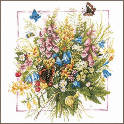 Lanarte Counted Cross Stitch Kit: Summer Bouquet (Evenweave), NA, 36 x 38cm