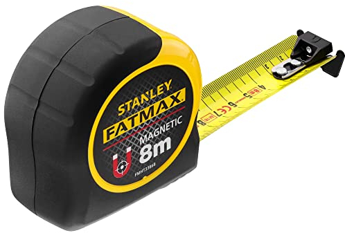 STANLEY FATMAX Flexómetro Blade Armor Classic Magnético 8m, Cinta Ancha 32mm, Blindaje Termoplástico y Recubrimiento Mylar, Anti Abrasión y Corrosión, FMHT0-33868