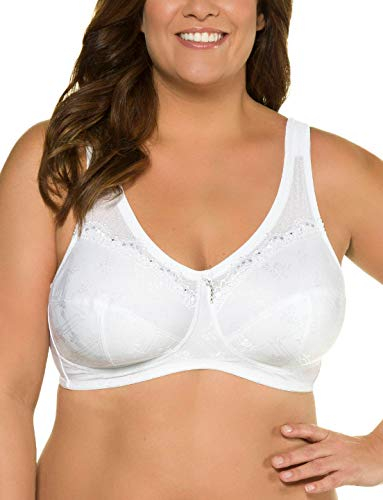 Ulla Popken Damen Entlastungs-bh, Ohne Bügel, Strassanhänger, Cup C - Bügelloser BH, Weiß, 105E EU