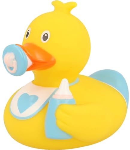 LILALU SHARE HAPPINESS – Badeente für Babies, Kinder und Erwachsene – Quietscheente – Baby Ente Junge