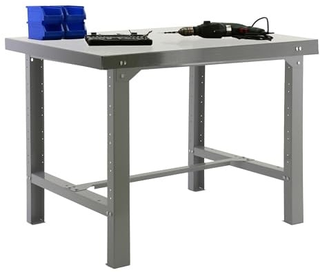 Simon Rack Banco da lavoro officina 1200x730 mm - BT6 | Piano in metallo, Vernice anticorrosione, Portata 600 kg, Grigio