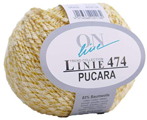 Online Linie 474 Pucara Farbe 02 gelb, Frottee Wolle, Sommer - Effektgarn, Baumwollmischgarn zum Stricken oder Häkeln