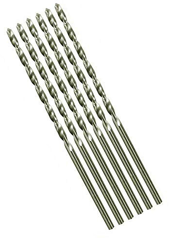 Pack of 6 Long 3.0mm HSS Drill Bits for Wood, Plastic and Metal