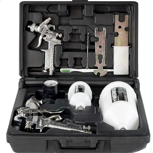 Werku WK500230, Juego Pistolas Pintar Gravedad, Sistema Alto Volumen Baja Presión HVLP-I, Depósito 125-600 ml, Paso Fluido 0.8-1.7 mm