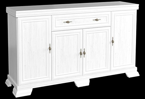 Furniture24 Kommode Kora KK4 Schrank Wohnzimmerschrank Sideboard mit 4 Türen und 4 Schubladen (Andersen Kiefer)